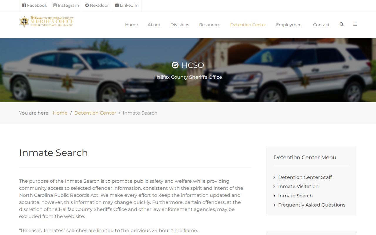 Halifax County Sheriff inmate search information
